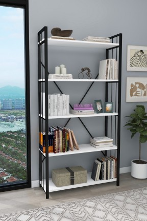 5 RAFLI MODERN KİTAPLIK , OFİS KİTAPLIĞI , DEKORATİF ZARİF KİTAPLIK