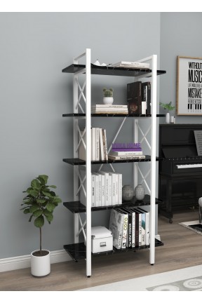BEYAZ KİTAPLIK 5 Raflı Modern Kitaplık Metal Kitaplık Ev Ofis Rafı Dosya Kitap Rafı