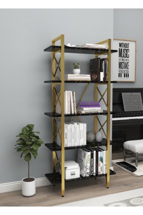 GOLD KİTAPLIK 5 Raflı Modern Kitaplık Metal Kitaplık Ev Ofis Rafı Dosya Kitap Rafı